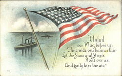 US Flag & Ships Navy Postcard Postcard