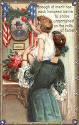 Patriotic Mother & Child Memorial Day Postcard Postcard