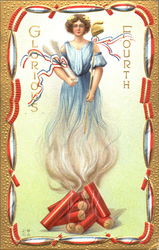 Glorious Fourth Lady Liberty 4th of July Postcard Postcard