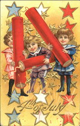 4th Of July Girls Postcard