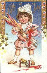 4th Of July Girl Postcard Postcard