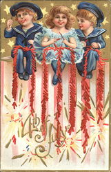 4th Of July Children Postcard