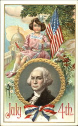 July 4th George Washington Postcard