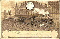 Meet Me at... Trains, Railroad Postcard Postcard