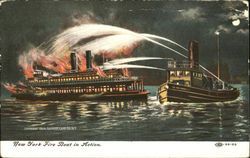 New York Fire Boat In Action Firemen Postcard Postcard