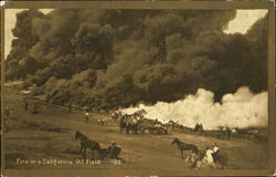 Fire In A California Oil Field Oil Wells Postcard Postcard