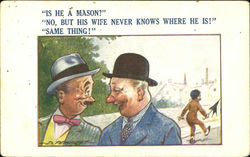 Is He A Mason Freemasonry Postcard Postcard