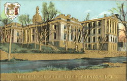 State House From River Gold Embossed Trenton, NJ Postcard Postcard