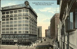 Looking North On Second Avenue, Pine Street Seattle, WA Postcard Postcard