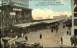 A Scene At The Public Market, First Avenue And peje Street Seattle, WA Postcard Postcard