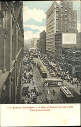 A View Of Second Avenue, James Street Seattle, WA Postcard Postcard