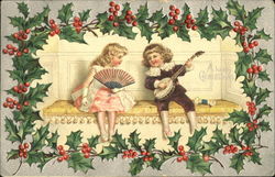 Girl & Boy with Banjo Postcard