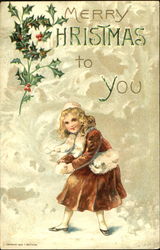 Girl Making Snowball Postcard