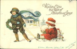 Children with Sled Postcard Postcard