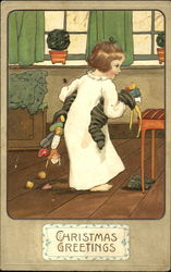 Girl with Stockings Children Postcard Postcard