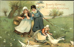 Children Geese Postcard