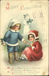 A Merry Christmas Children Postcard Postcard