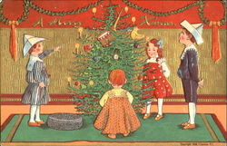 Children around Tree Postcard Postcard