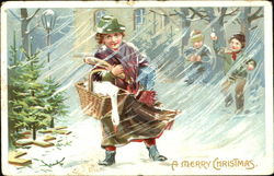 Children Snowballs Postcard