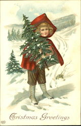 Boy with Tree Children Postcard Postcard