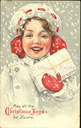 Girl with Present Children Postcard Postcard