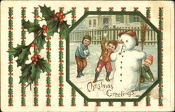 Children with Snowman Postcard