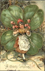 Girl with 4 Leaf Clover Children Postcard Postcard