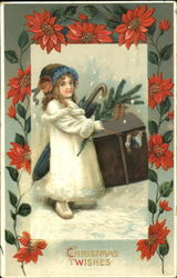 Girl with Big Package Children Postcard Postcard