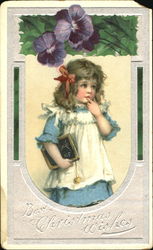 Girl Violets Children Postcard Postcard