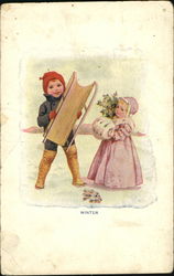 "Winter" Children Postcard Postcard