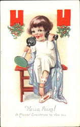 Girl on Telephone Children Postcard Postcard