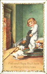 Boy with Puppy Postcard