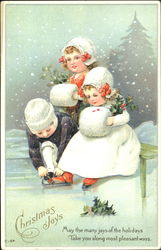 Ice Skating Children Postcard Postcard