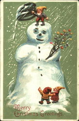 Gnomes with Snowman Postcard