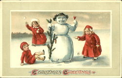 Children Snowman Snowmen Postcard Postcard