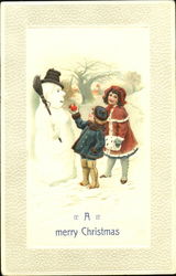 Children Snowman Snowmen Postcard Postcard