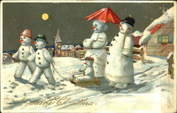 Snowman Family Snowmen Postcard Postcard