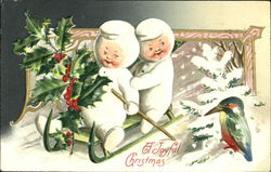 Snowmen Faces Postcard Postcard