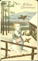 Snowman Birds Snowmen Postcard Postcard