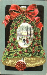 Holly Bell Christmas Postcard Postcard