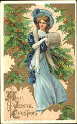 Woman Christmas Postcard Postcard