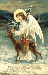 Angel with Deer Angels Postcard Postcard