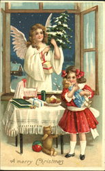 A Merry Christmas Angels Postcard Postcard