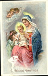 Christmas Greetings Madonna & Child Postcard Postcard