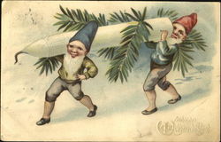 Elves with Candle Christmas Postcard Postcard