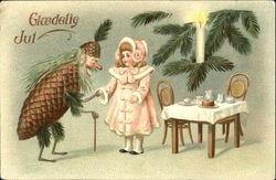 Pine Cone Person with Girl Postcard