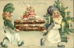 Elves with Cake Postcard