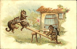 Cats on See-Saw Postcard