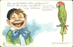 Boy & Parrot Postcard