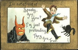 Scared Boy Halloween Postcard Postcard